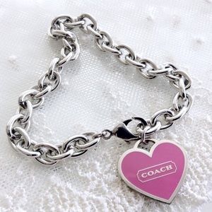Sold! Coach Pink Logo Heart Charm Bracelet